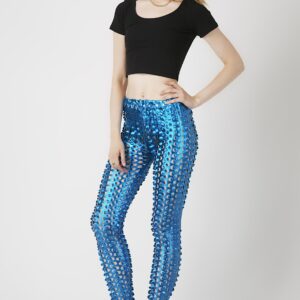 Fashion Leggings กางเกงเลกกิ้งขายาวลายโฮลส์ - สีเทอร์ควอยส์