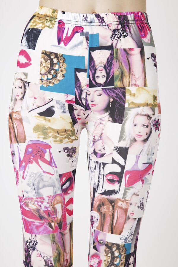 Fashion Leggings กางเกงเลกกิ้งขายาวลายเลดี้ - สีขาว+ชมพูฮ๊อตพิ้งค์ - Image 2