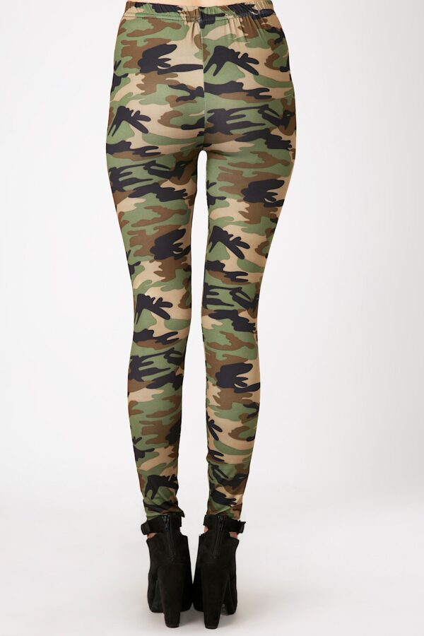 Fashion Leggings กางเกงเลกกิ้งขายาวลายพรางทหาร - สีเขียวเข้ม - Image 5