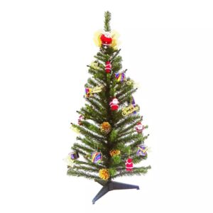 AllMerry Christmas ต้นคริสต์มาส 3 ฟุต ประดับซานตาครอส - สีเขียว