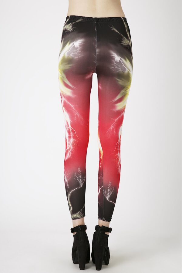 Fashion Leggings กางเกงเลกกิ้งขายาวลายอัสนีบาต - สีแดง+ดำ - Image 4
