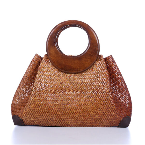 AllMerry Vintage Bag กระเป๋าสานประดับลูกไม้วินเทจ สีน้ำตาล - Image 5