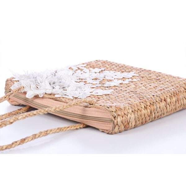 AllMerry Vintage Bag กระเป๋าสานประดับลูกไม้วินเทจ สีน้ำตาล - Image 6