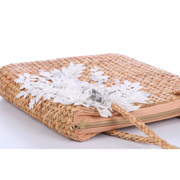 AllMerry Vintage Bag กระเป๋าสานประดับลูกไม้วินเทจ สีน้ำตาล - Image 7