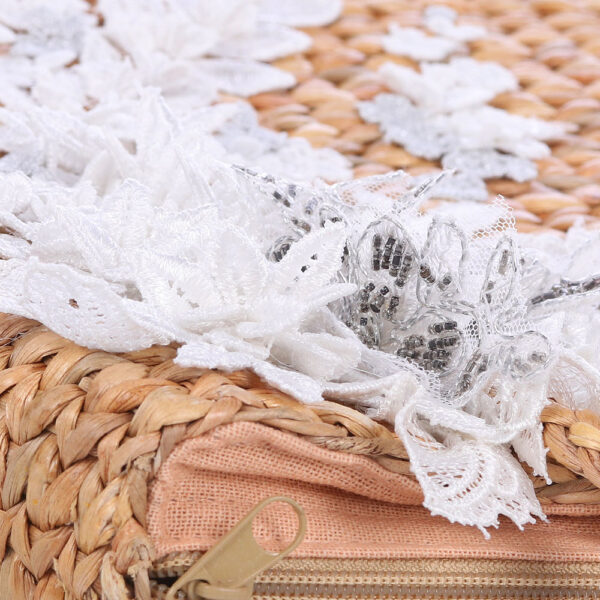 AllMerry Vintage Bag กระเป๋าสานประดับลูกไม้วินเทจ สีน้ำตาล - Image 9