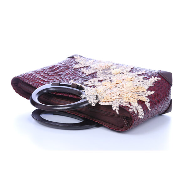 AllMerry Vintage Bag กระเป๋าสานประดับลูกไม้วินเทจ สีน้ำตาล - Image 7