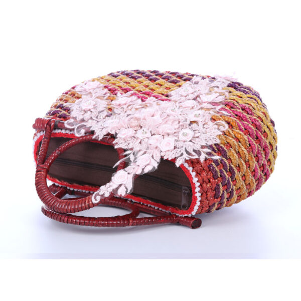 AllMerry Vintage Bag กระเป๋าสานประดับลูกไม้วินเทจ สีน้ำตาล - Image 7