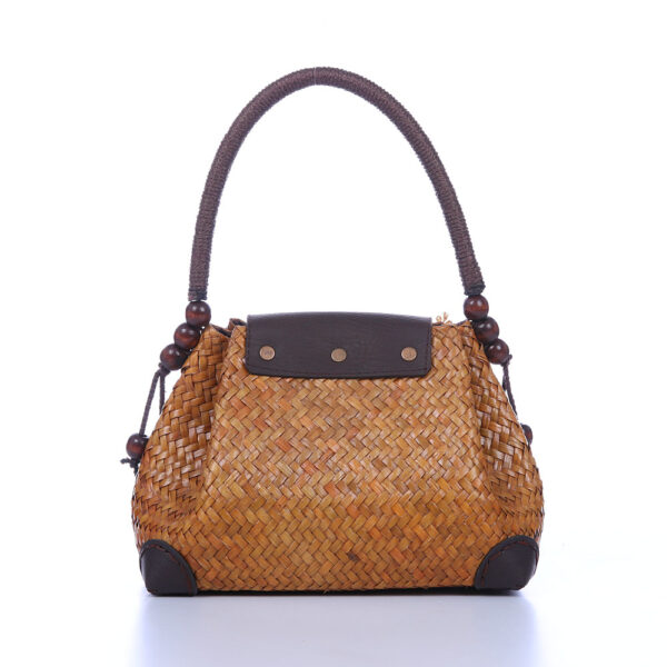 AllMerry Vintage Bag กระเป๋าสานประดับลูกไม้วินเทจ สีน้ำตาล - Image 5