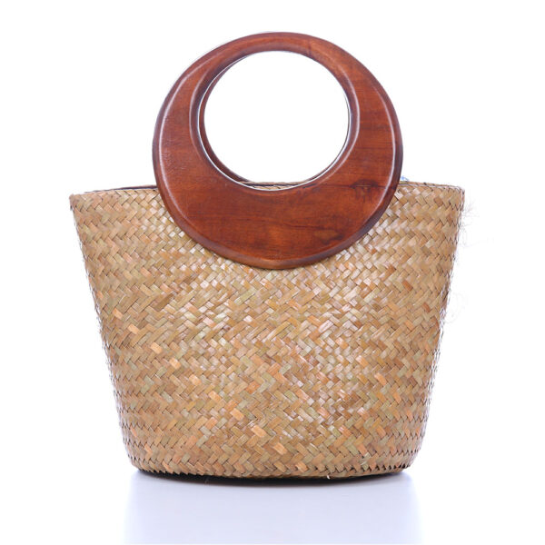 AllMerry Vintage Bag กระเป๋าสานประดับลูกไม้วินเทจ สีน้ำตาล - Image 5