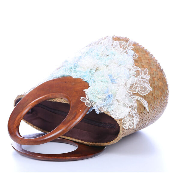 AllMerry Vintage Bag กระเป๋าสานประดับลูกไม้วินเทจ สีน้ำตาล - Image 7
