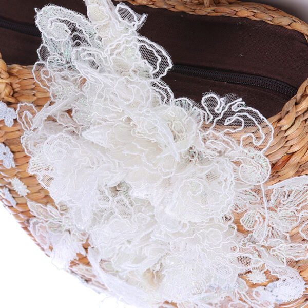 AllMerry Vintage Bag กระเป๋าสานประดับลูกไม้วินเทจ สีน้ำตาล - Image 8