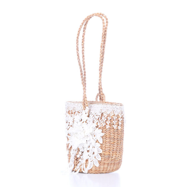 AllMerry Vintage Bag กระเป๋าสานประดับลูกไม้วินเทจ สีน้ำตาล - Image 4