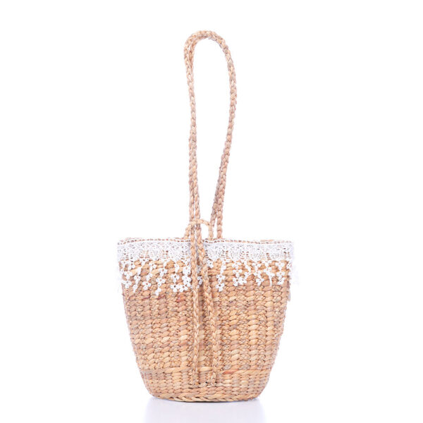 AllMerry Vintage Bag กระเป๋าสานประดับลูกไม้วินเทจ สีน้ำตาล - Image 5