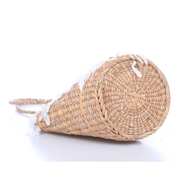 AllMerry Vintage Bag กระเป๋าสานประดับลูกไม้วินเทจ สีน้ำตาล - Image 6