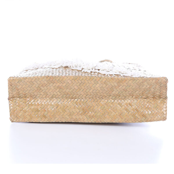 AllMerry Vintage Bag กระเป๋าสานประดับลูกไม้วินเทจ สีน้ำตาล - Image 5