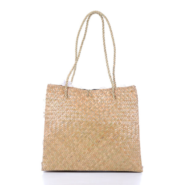 AllMerry Vintage Bag กระเป๋าสานประดับลูกไม้วินเทจ สีน้ำตาล - Image 5