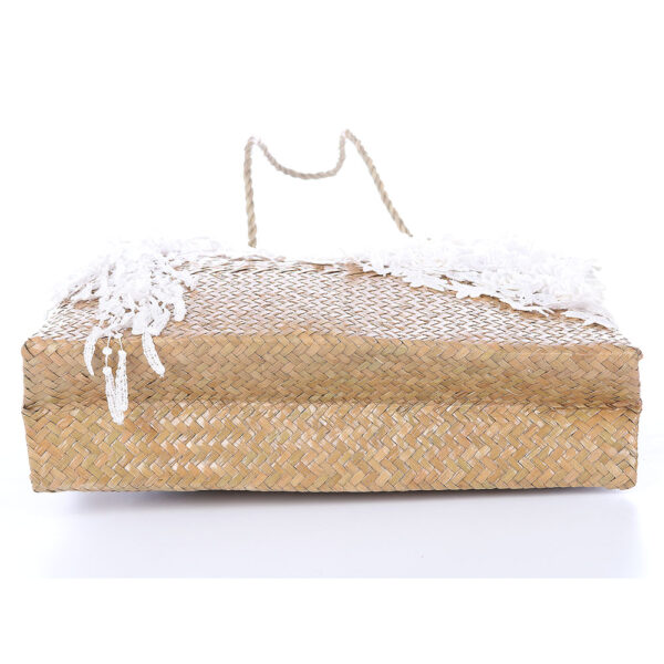 AllMerry Vintage Bag กระเป๋าสานประดับลูกไม้วินเทจ สีน้ำตาล - Image 6