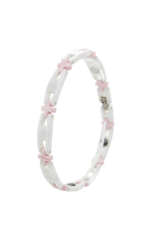 Healing Magnetic Ceramic Bracelet - H&Plus - White&Pink - Image 2