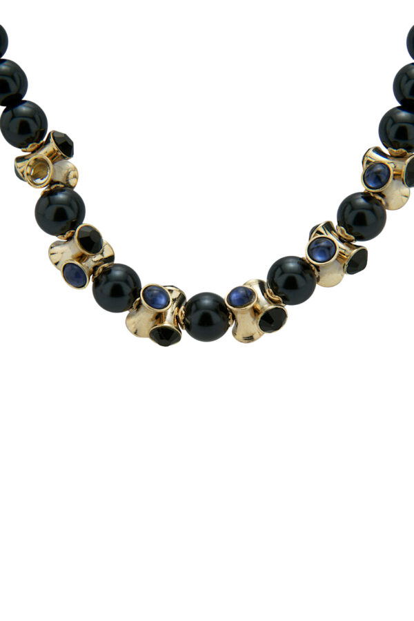 AllMerry Fashion Necklace สร้อยคอไข่มุกดำ ประดับพลอยคาโบชอน - Image 2