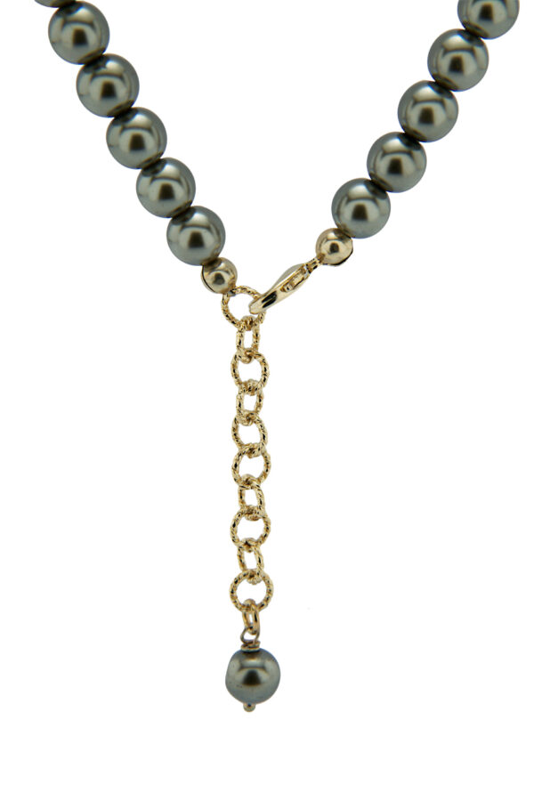 AllMerry Fashion Necklace สร้อยคอไข่มุกเทาตาฮีเตี้ยนประดับพลอยคาโบชอน - Image 3