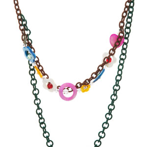 AllMerry Fashion Necklace สร้อยคอโซ่ไหมเทียม ประดับ MOP หลากสี