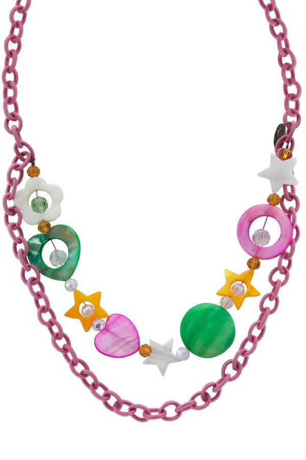 AllMerry Fashion Necklace สร้อยคอโซ่ไหมเทียม ประดับ MOP หลากสี