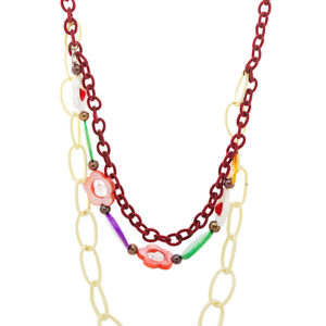 AllMerry Fashion Necklace สร้อยคอโซ่ไหมเทียม ประดับ MOP หลากสี