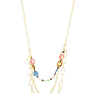 AllMerry Fashion Necklace สร้อยคอโซ่ไหมเทียม ประดับ MOP หลากสี