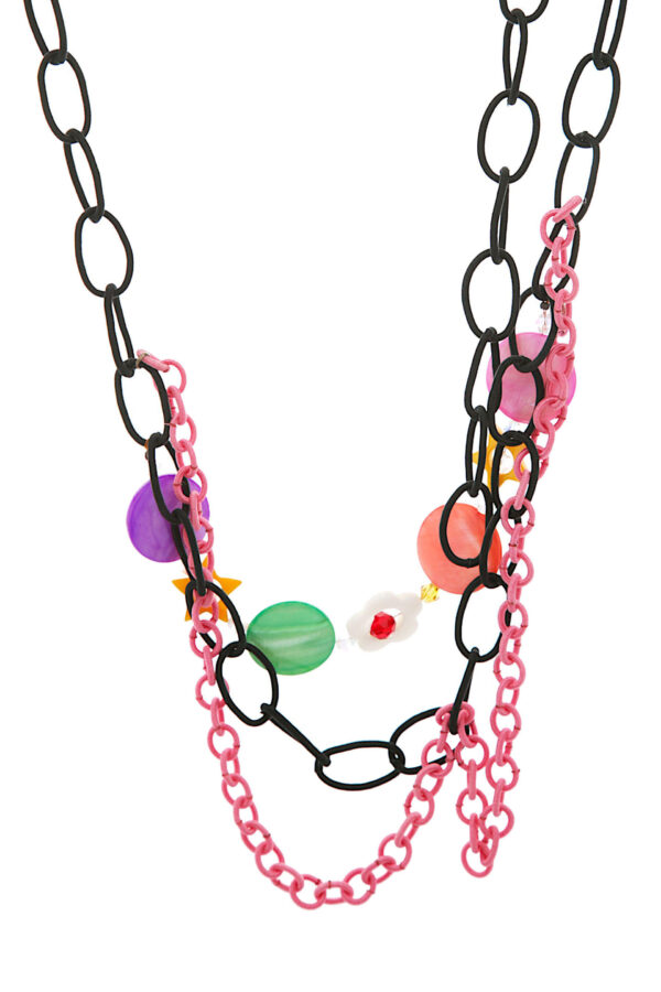 AllMerry Fashion Necklace สร้อยคอโซ่ไหมเทียม ประดับ MOP หลากสี - Image 2