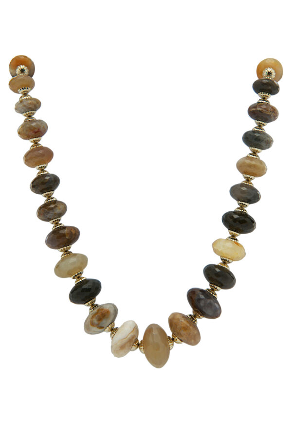 AllMerry Fashion Necklace สร้อยคอลูกปัดหิน Agateแท้ Saucer 39เม็ด