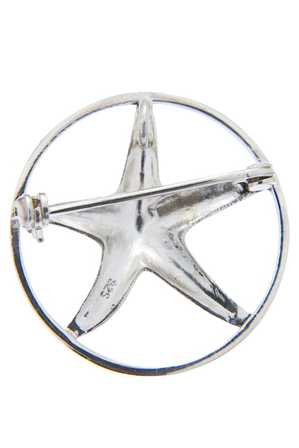 AllMerry Silver Brooch เข็มกลัดเงินแท้ลงดำรูปปลาดาว - Image 2