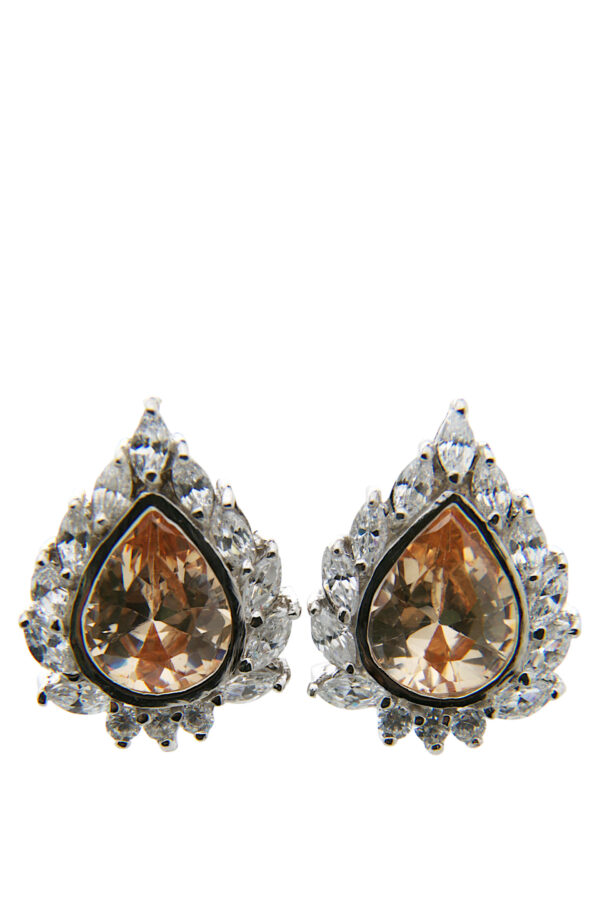 AllMerry Silver Ear Stud ต่างหูเงินแท้รูปหยดน้ำฝังCZสีล้อมด้วยสีขาว