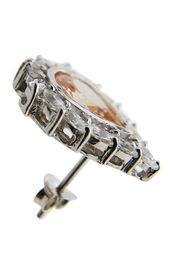 AllMerry Silver Ear Stud ต่างหูเงินแท้รูปหยดน้ำฝังCZสีล้อมด้วยสีขาว - Image 3