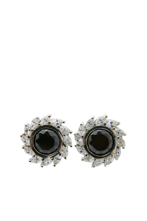 AllMerry Silver Ear Stud ต่างหูเงินแท้รูปพระอาทิตย์ฝังCZสีล้อมด้วยสีขาว