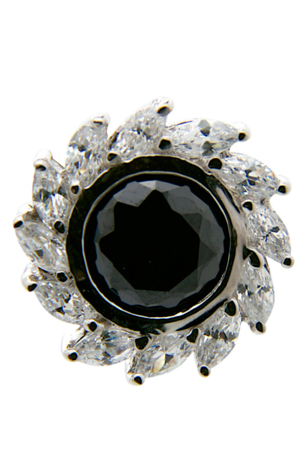 AllMerry Silver Ear Stud ต่างหูเงินแท้รูปพระอาทิตย์ฝังCZสีล้อมด้วยสีขาว - Image 2