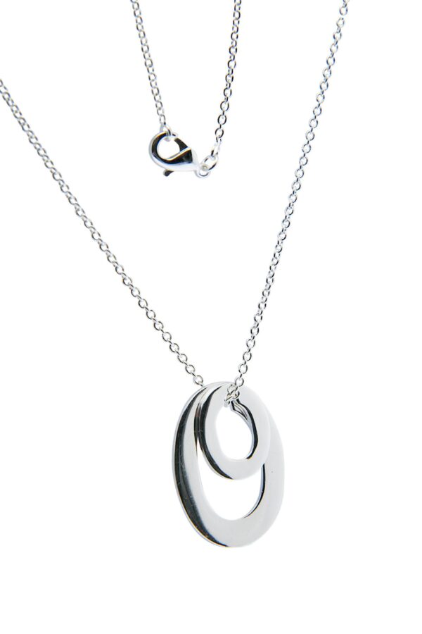 AllMerry Silver Pendant จี้เงินแท้รูป2วงรีซ้อนกัน พร้อมสร้อยเงินแท้