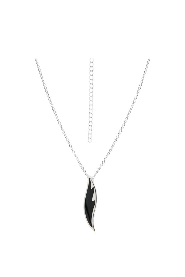 AllMerry Silver Pendant จี้เงินแท้ลงดำรูปคลื่นทะเล พร้อมสร้อยเงินแท้