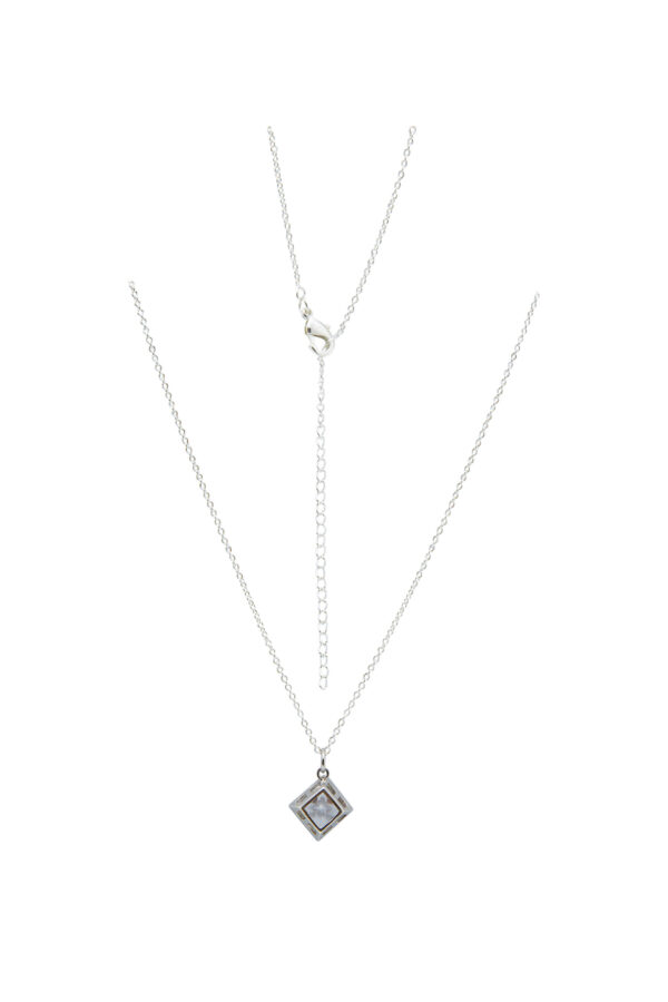 AllMerry Silver Pendant จี้เงินแท้รูปสี่เหลี่ยมจตุรัสฝังCZ พร้อมสร้อยเงินแท้ - Image 2