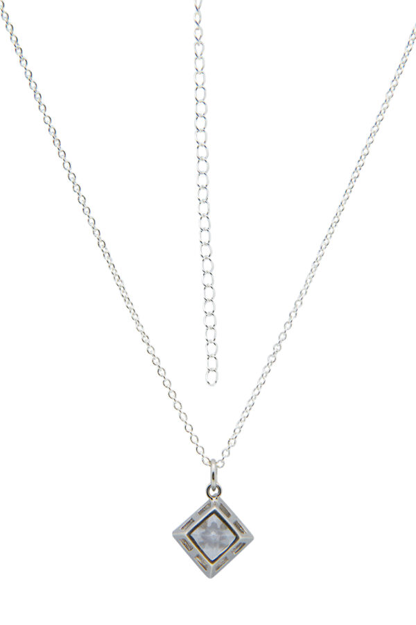 AllMerry Silver Pendant จี้เงินแท้รูปสี่เหลี่ยมจตุรัสฝังCZ พร้อมสร้อยเงินแท้ - Image 3