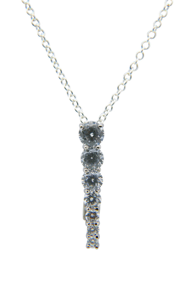 AllMerry Silver Pendant จี้เงินแท้ฝังCZเรียง7เม็ด พร้อมสร้อยเงินแท้
