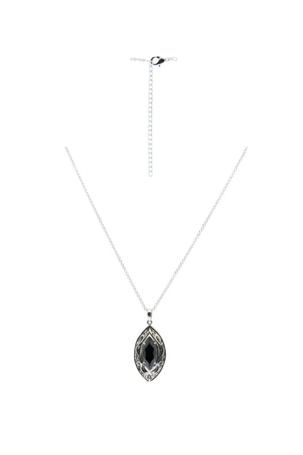 AllMerry Silver Pendant จี้เงินแท้ลงดำลายกนกพญานาคฝังCZทรงมาคี พร้อมสร้อยเงินแท้ - Image 2