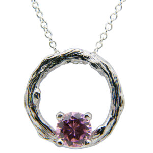 AllMerry Silver Pendant จี้เงินแท้รูปควงไม้ฝังCZ พร้อมสร้อยเงินแท้