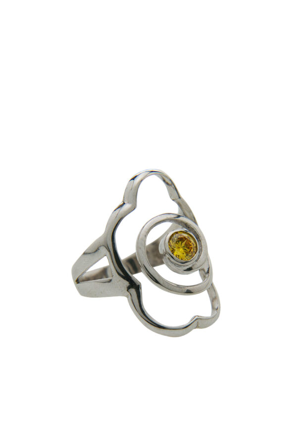 AllMerry Silver Jewelry แหวนเงินโครงรูปดอกไม้ชูเกสรเพชรเม็ดกลม (CZ)