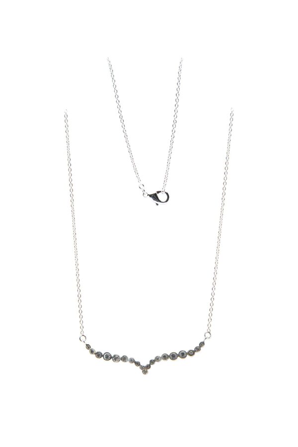 AllMerry Silver Earring & Necklace เซ็ตต่างหูและสร้อยคอเงินแท้รูปคลื่นฝังCZกลมสีขาว