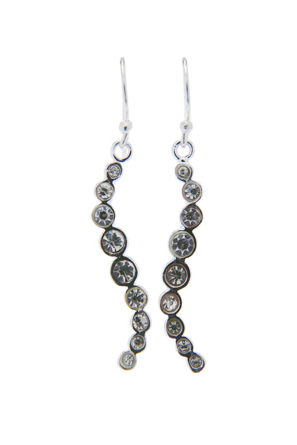 AllMerry Silver Earring & Necklace เซ็ตต่างหูและสร้อยคอเงินแท้รูปคลื่นฝังCZกลมสีขาว - Image 2