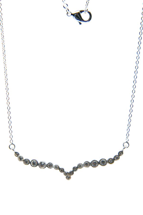 AllMerry Silver Earring & Necklace เซ็ตต่างหูและสร้อยคอเงินแท้รูปคลื่นฝังCZกลมสีขาว - Image 4
