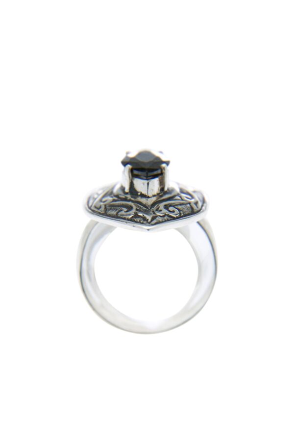 AllMerry Silver Ring & Earring & Pendant แหวนและต่างหูและจี้เงินแท้ลงดำลายกนกพญานาคฝังCZทรงมาคี พร้อมสร้อยเงินแท้