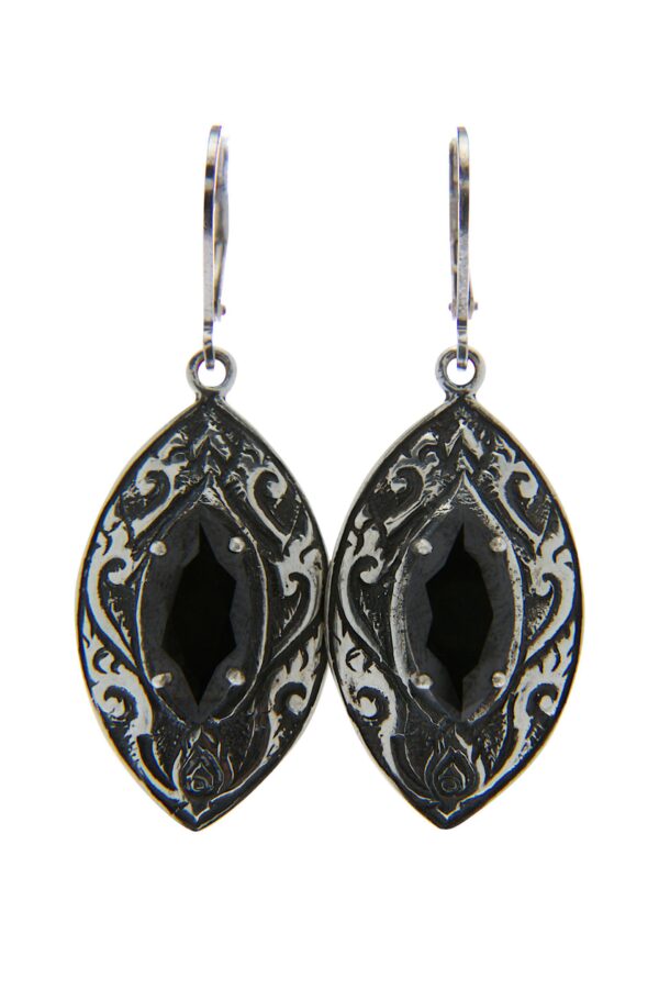 AllMerry Silver Ring & Earring & Pendant แหวนและต่างหูและจี้เงินแท้ลงดำลายกนกพญานาคฝังCZทรงมาคี พร้อมสร้อยเงินแท้ - Image 2