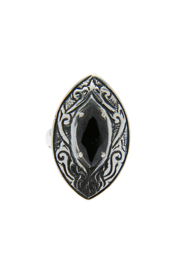 AllMerry Silver Ring & Earring & Pendant แหวนและต่างหูและจี้เงินแท้ลงดำลายกนกพญานาคฝังCZทรงมาคี พร้อมสร้อยเงินแท้ - Image 4