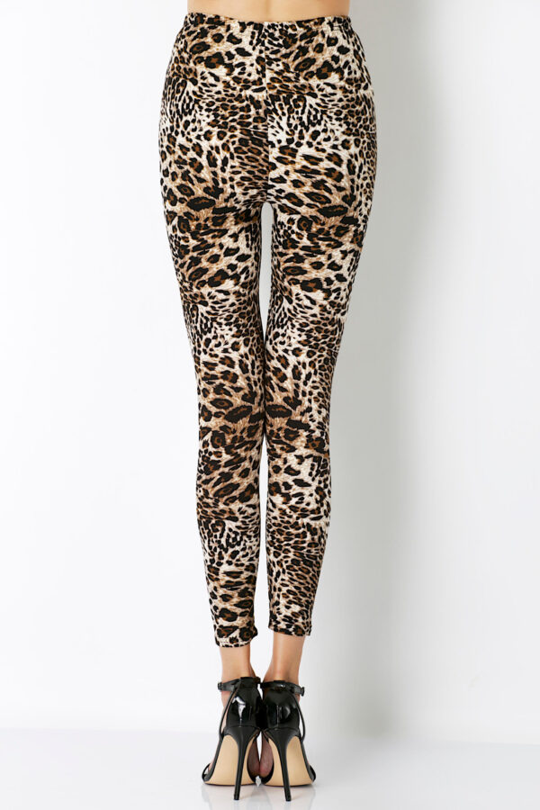 AllMerry Fashion Leggings กางเกงเลกกิ้งแฟชั่น ขายาวลายเสือดาว - Cream&Chocolate&Black - Image 4